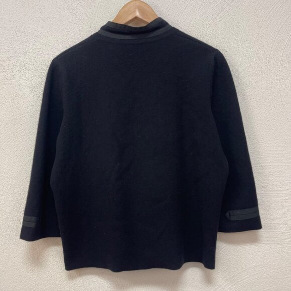 Neiman Marcus Cashmere Jacket Knitted Full Zip Black Stand Collar Long Sleeve L - Picture 3 of 6